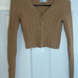 Hollister Tan Cardigan Sweater Classic Knit
